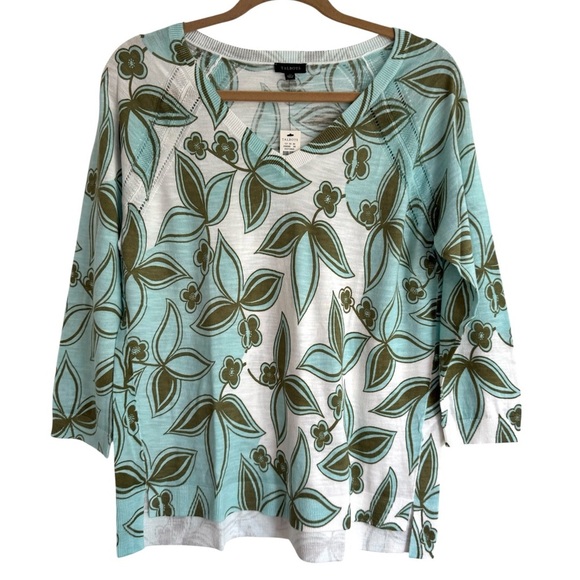 NWT Talbots V- Neck Sweater Lightweight Pullover Floral Print Size Medium - Picture 1 of 5